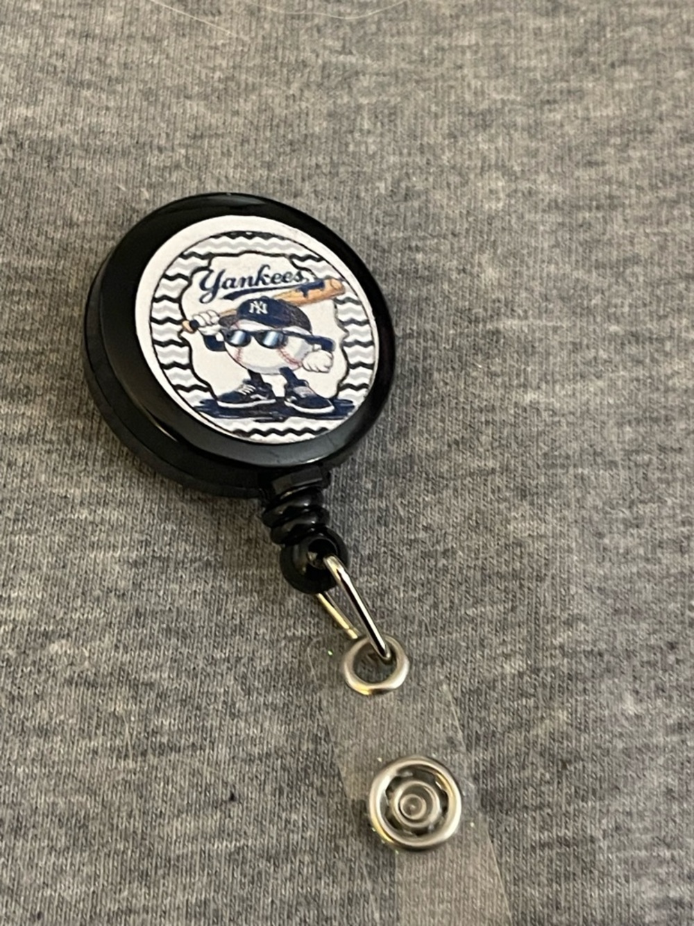 Yankees Badge Reel with Baseball Character - Black and Navy